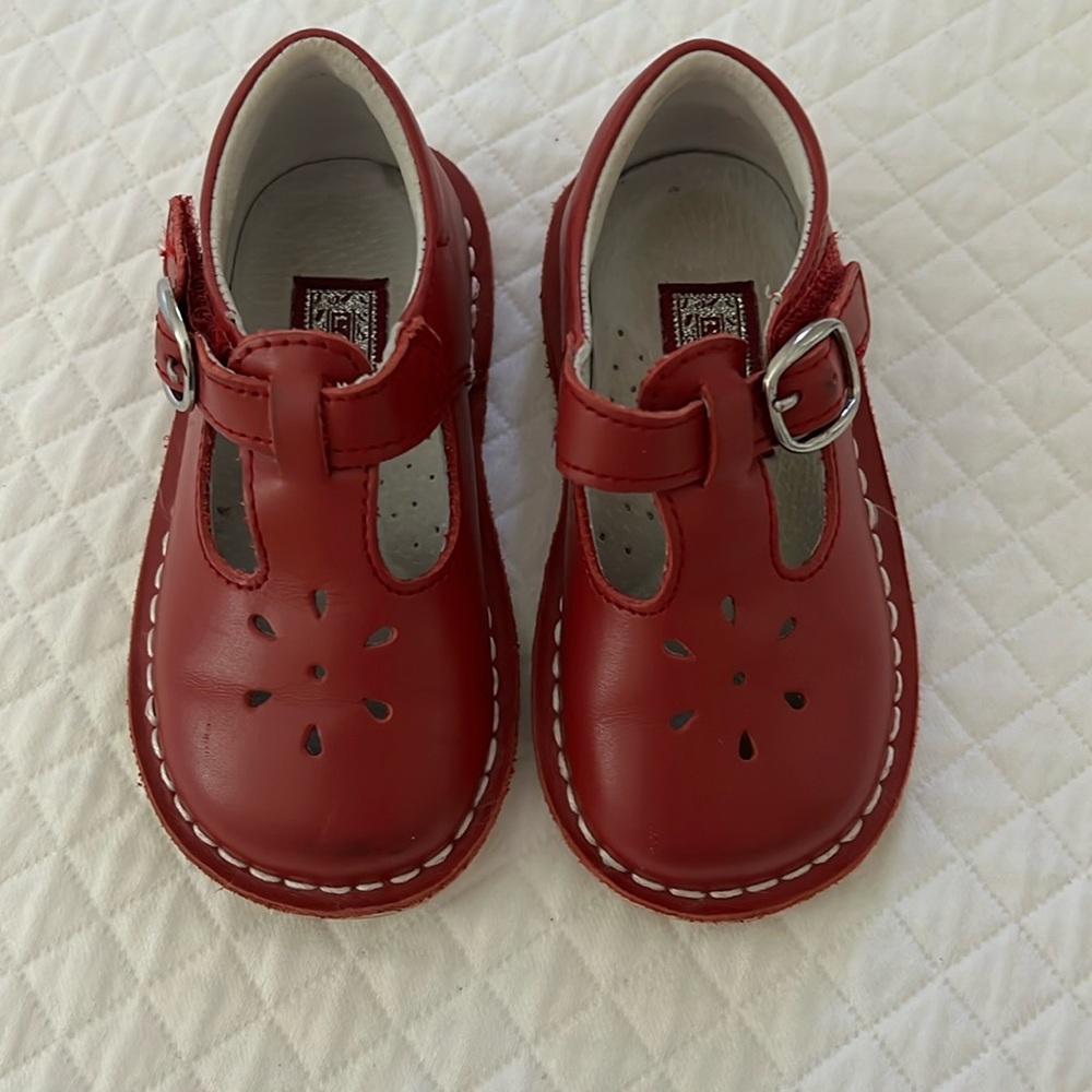 L’Amour Red Leather Shoes Size 12 Style 751 Mary Jane Style